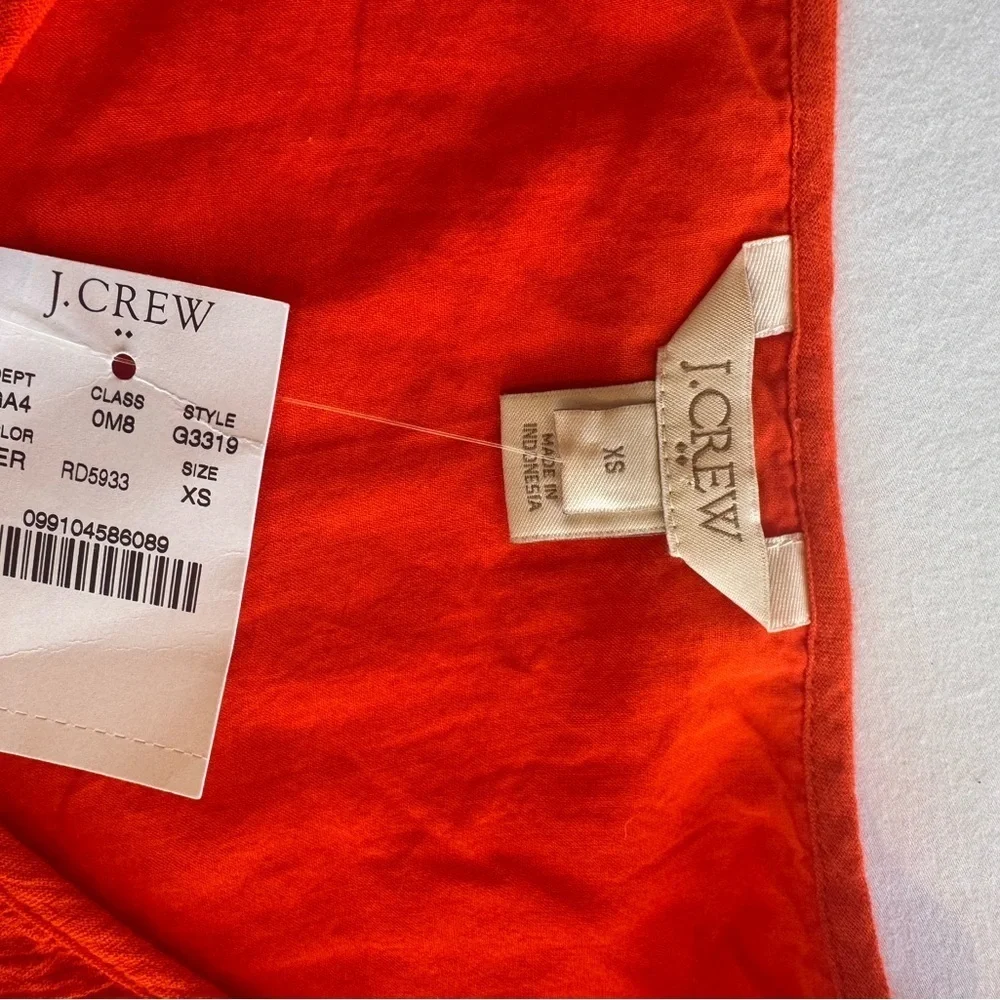 J.Crew Textured V-Neck Mini Dress – XS – Cerise Red Orange – NWT
